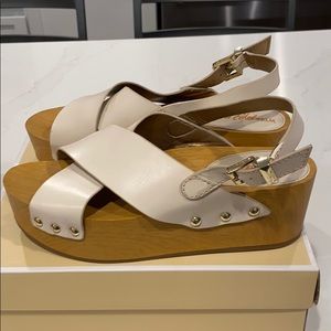Sam Edelman white platform sandals